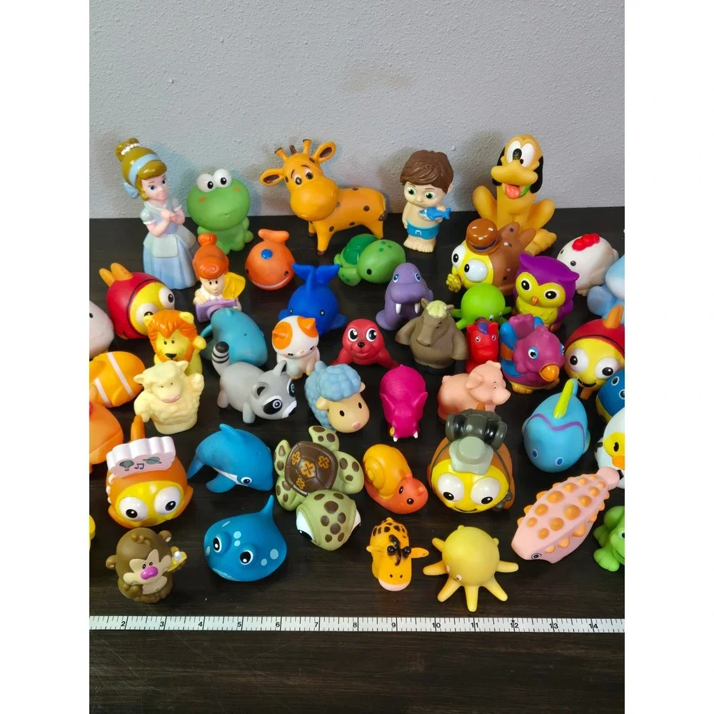 Large Lot Rubber Bath Toys Animals Disney Cinderella Pluto Sea Creatures